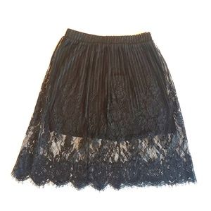Black and White Mini Skirts w/ Lace Overlay